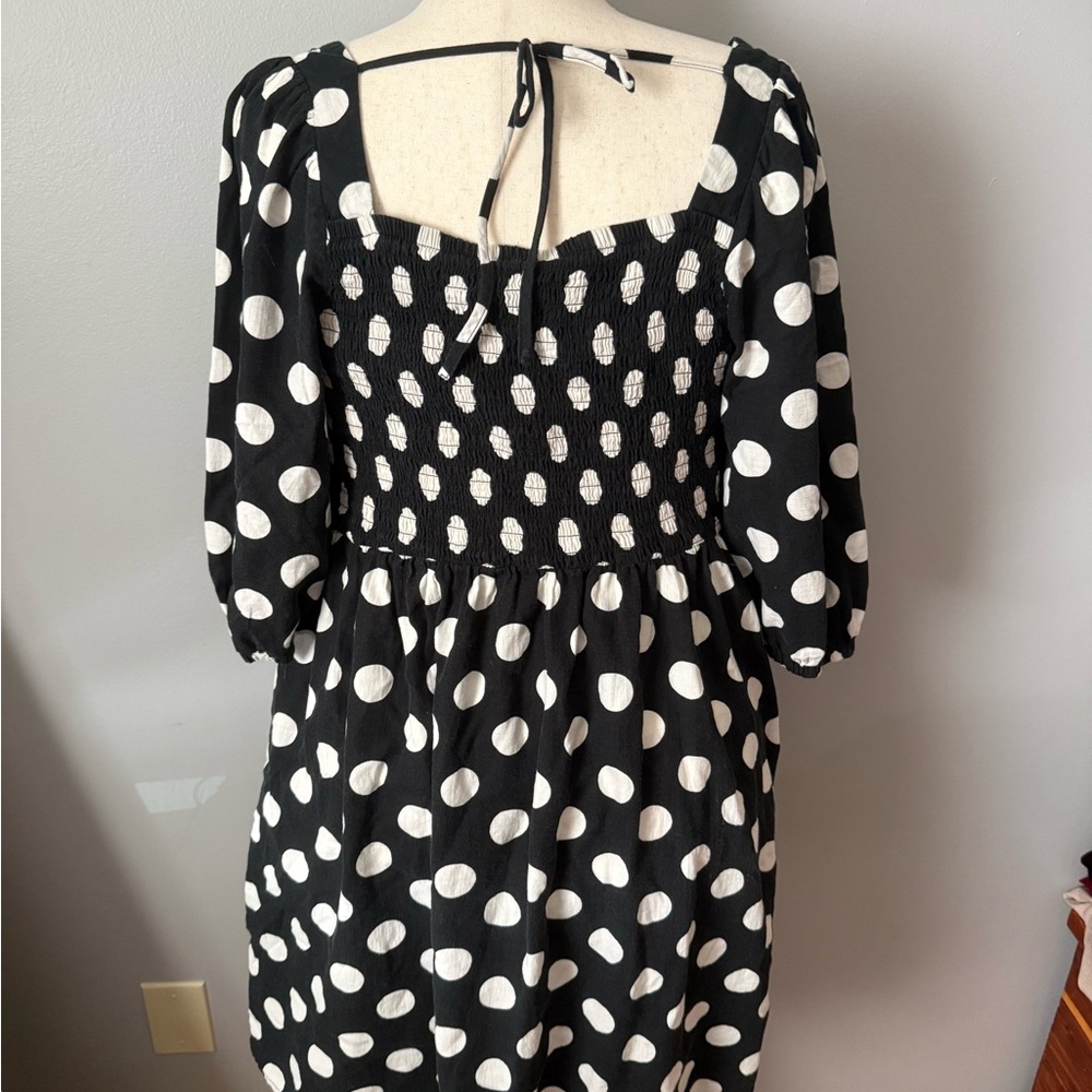 Ava & Viv Black and White Polka Dot Long Sleeve Dress - Picture 7 of 9